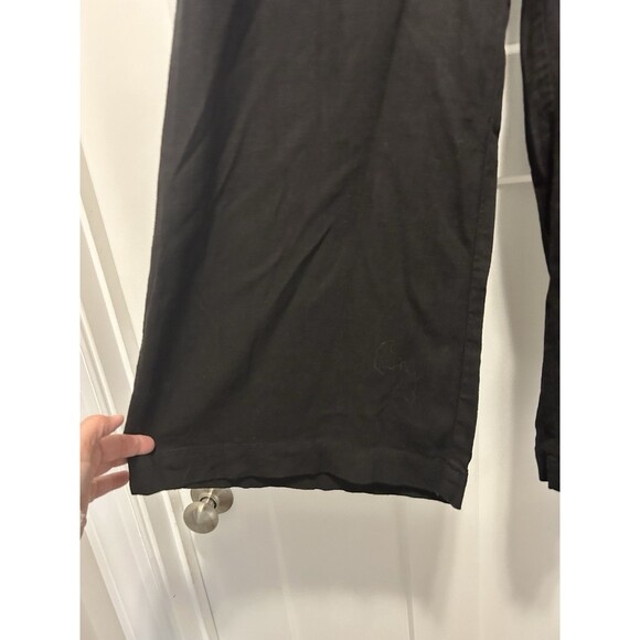 Ann Taylor Loft Women's Size Medium Pants Black Linen Blend Wide Leg Pull On - Picture 3 of 8